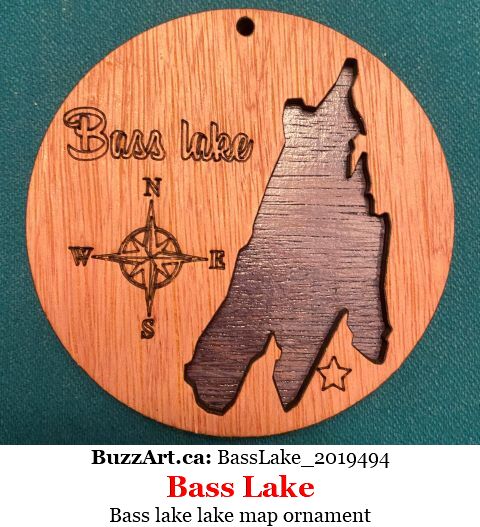 Bass lake lake map ornament 
